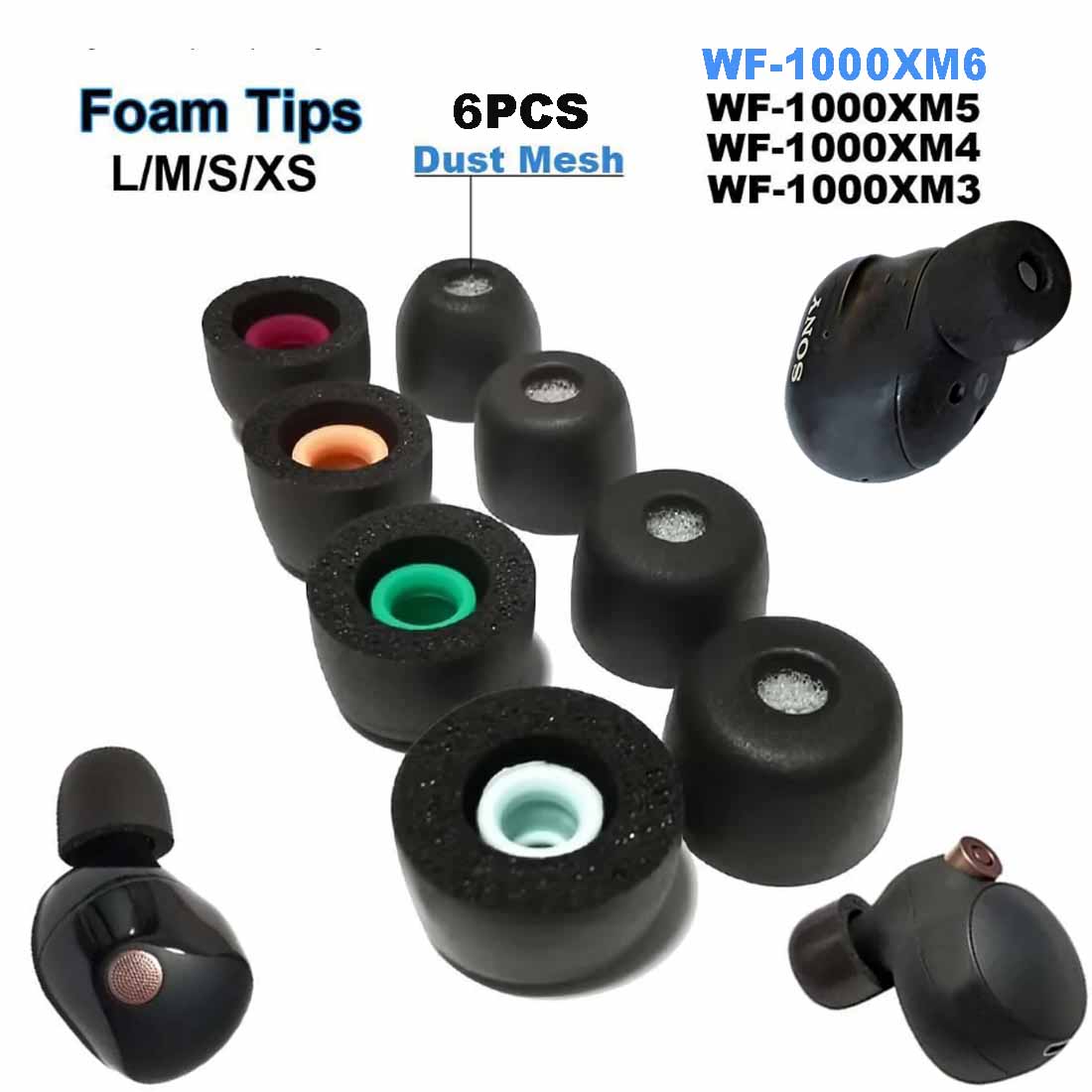 6 Peças de Pontas de Espuma de - Earphone Foam Tip avaliação e preço